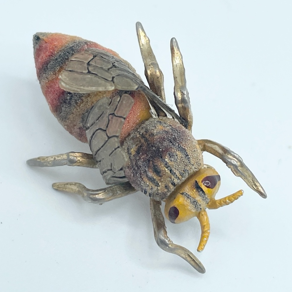 Vintage fuzzy Korea Bug Bee Bumblebee Insect Brooch Pin